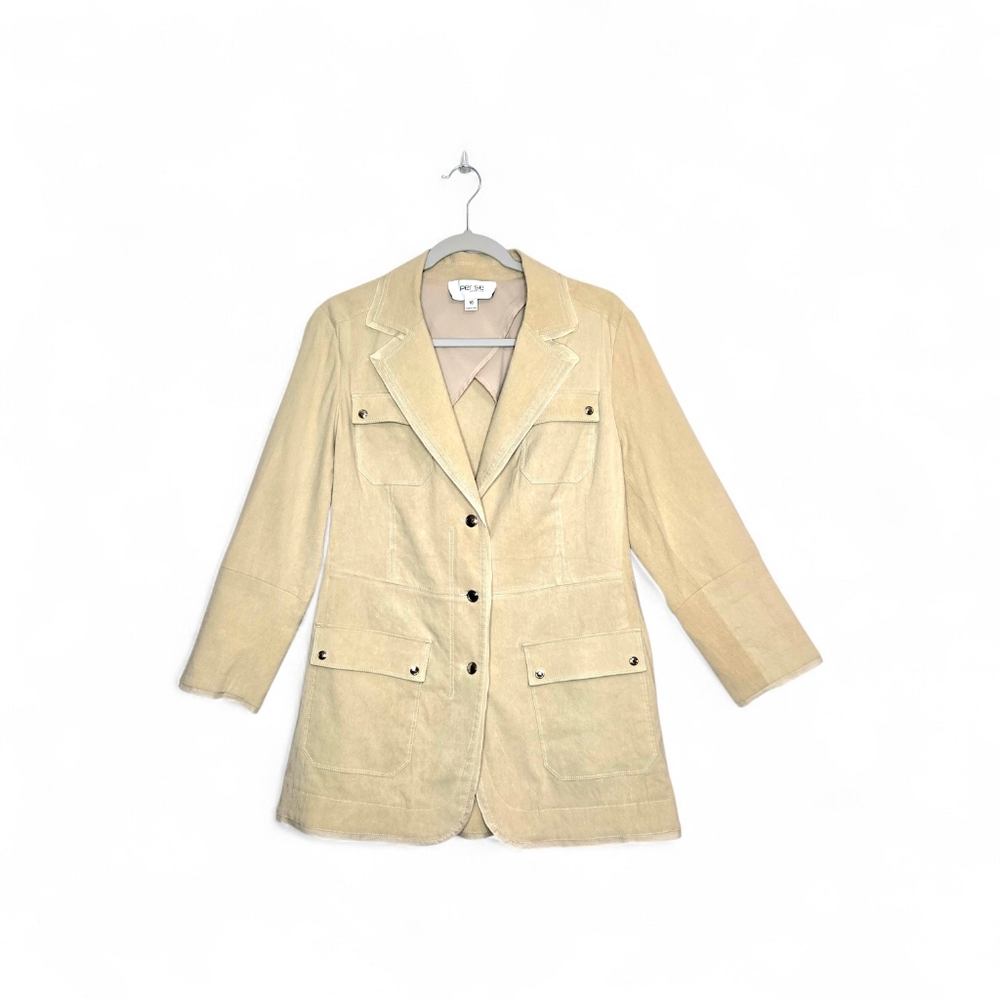 Per Se, by Carlisle Blazer/jacket. Khaki, Size 10. Linen